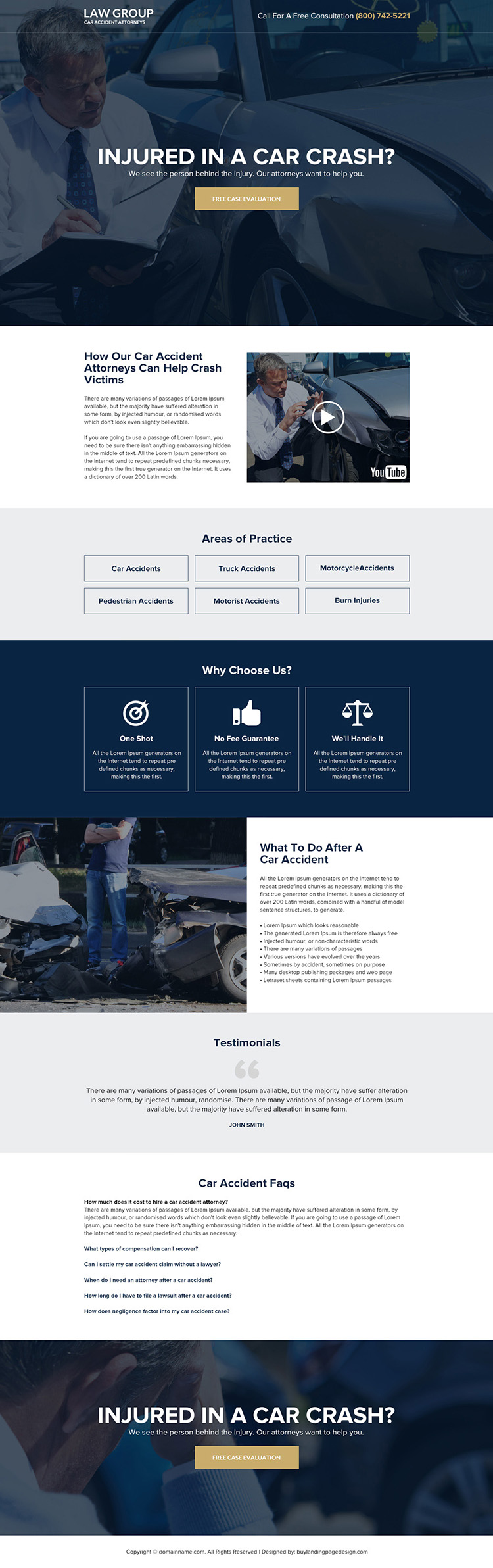 car accident attorney responsive landing page design