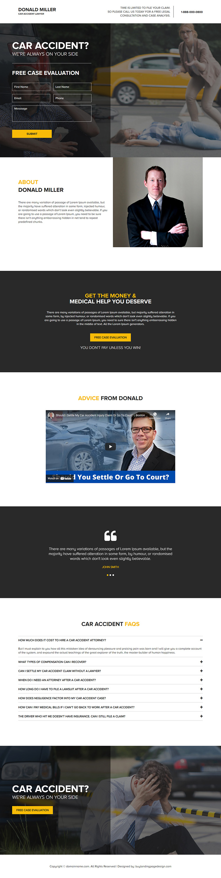 car accident lawyer lead capture landing page