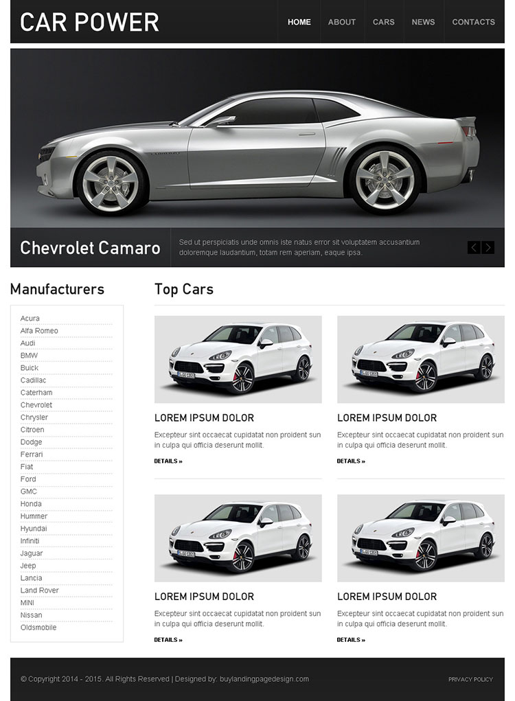 car dealer clean and converting html website template design