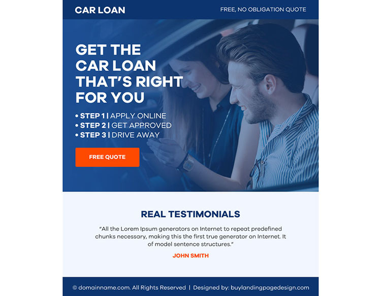 auto finance free quote ppv landing page design