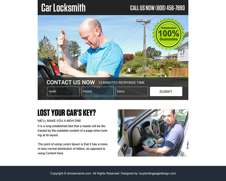 car locksmith services ppv landing page design