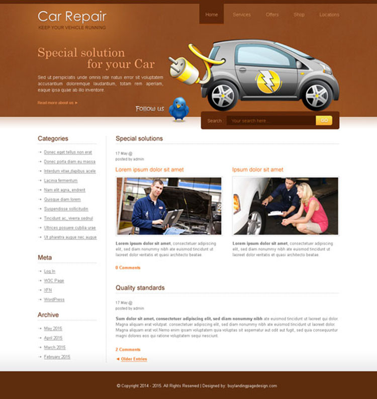 car repair service website template design psd