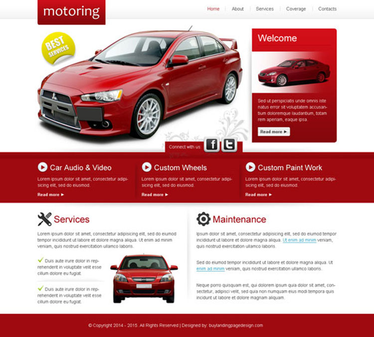 attractive and converting car service maintenance website template design psd