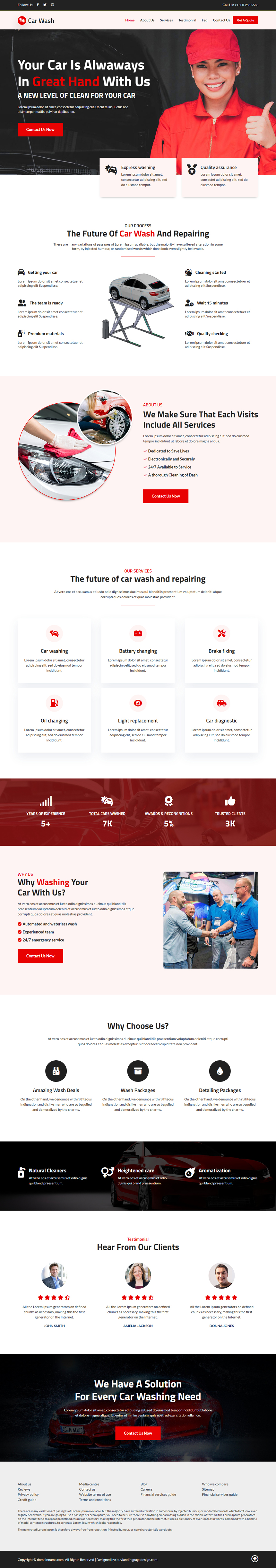 car wash and repairing service responsive website design