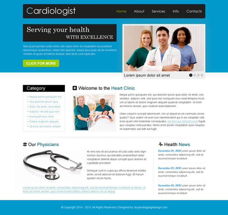 cardiologist appealing and convincing website template design psd