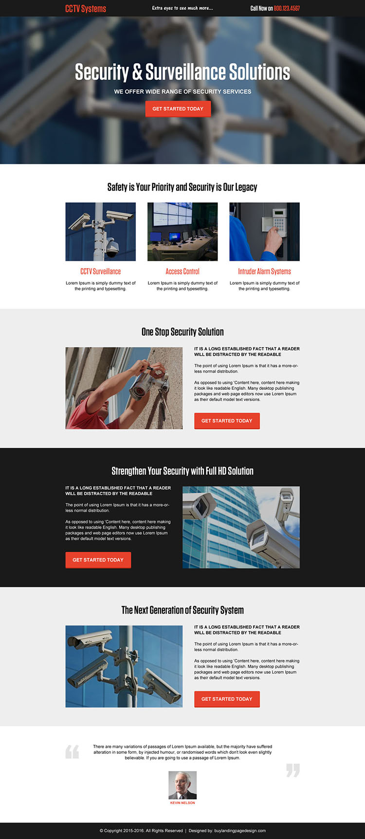 cctv security system solution responsive landing page design