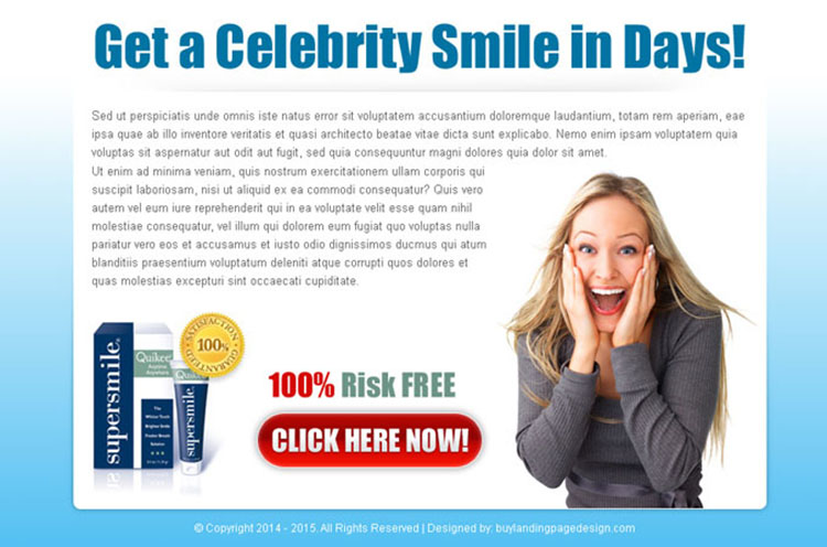 get a celebrity smile attractive ppv landing page design