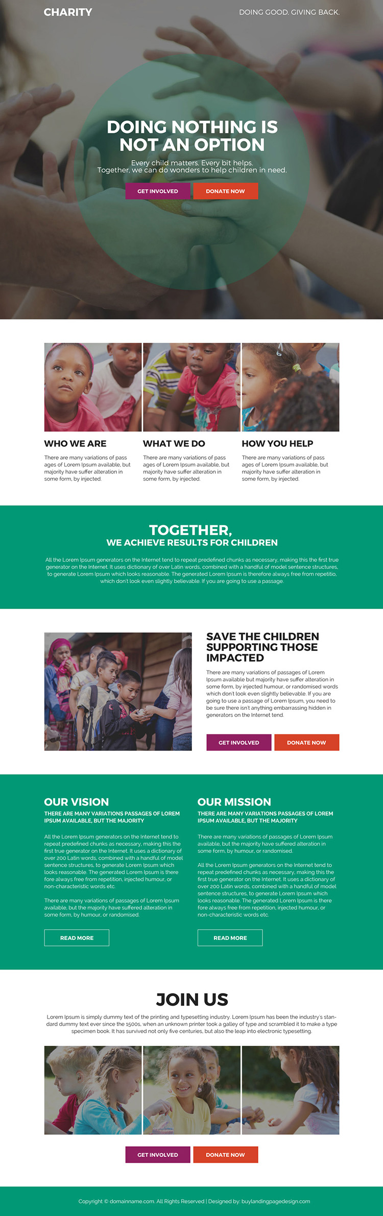 charity and donation bootstrap landing page