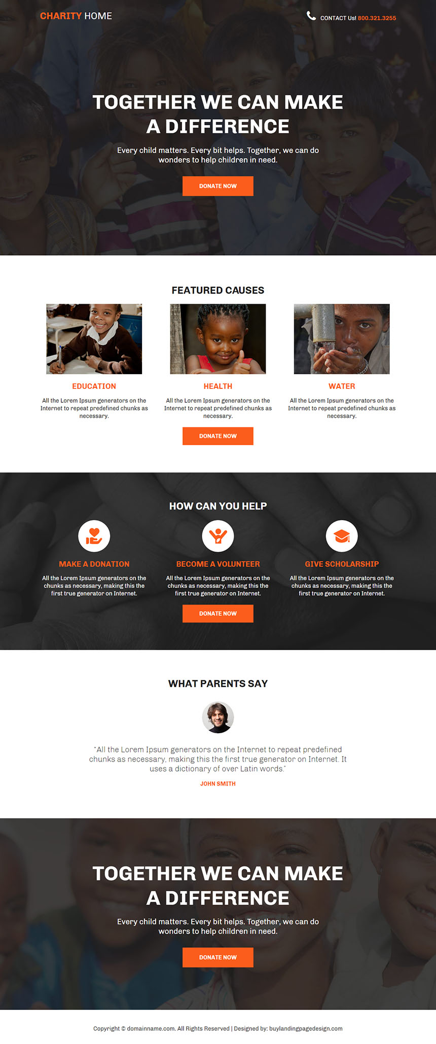 charity organization lead capture landing page