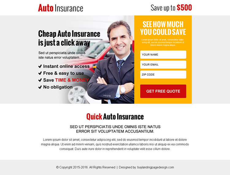 cheap auto insurance leads ppv landing page