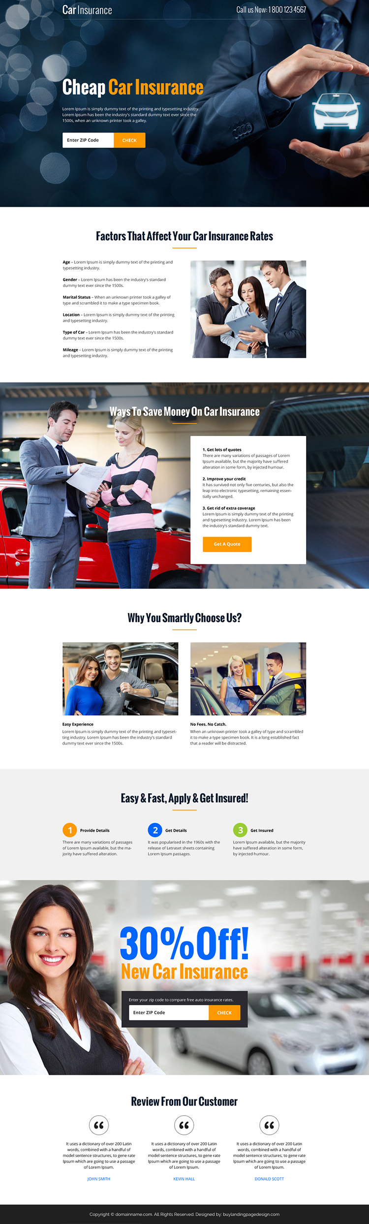 cheap car insurance zip capturing bootstrap landing page