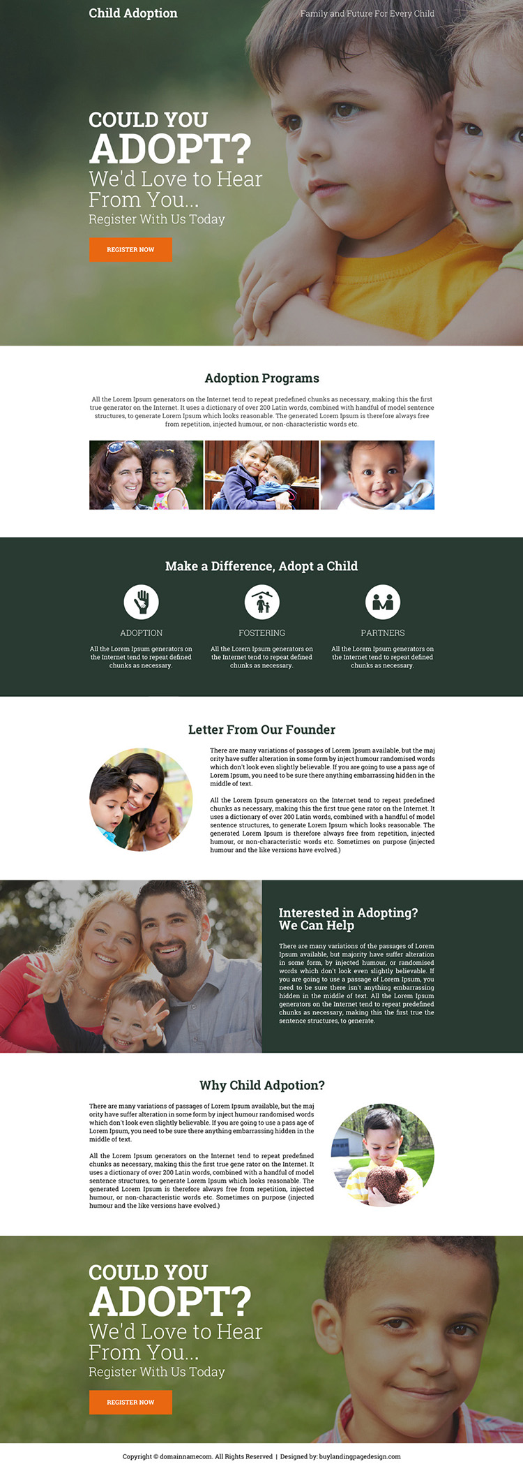 child adoption center responsive landing page