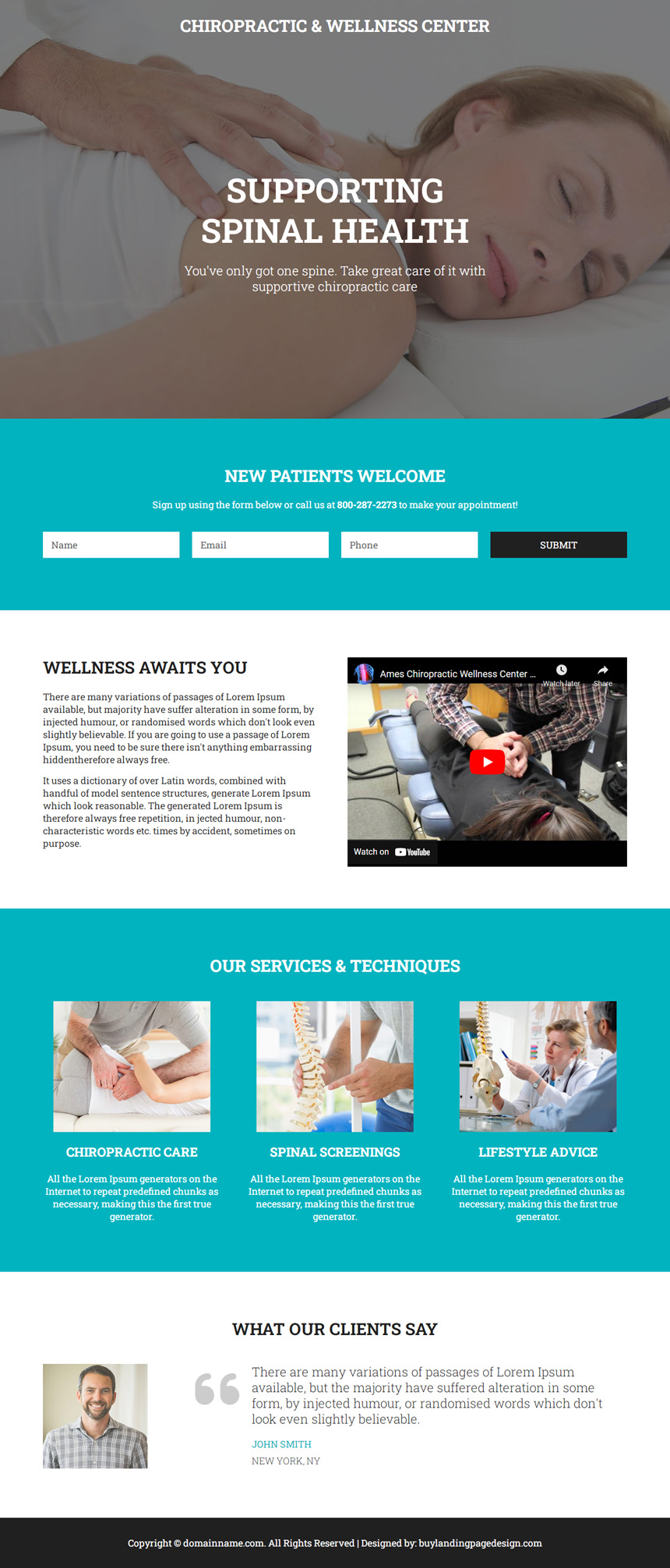 chiropractic and wellness center responsive landing page