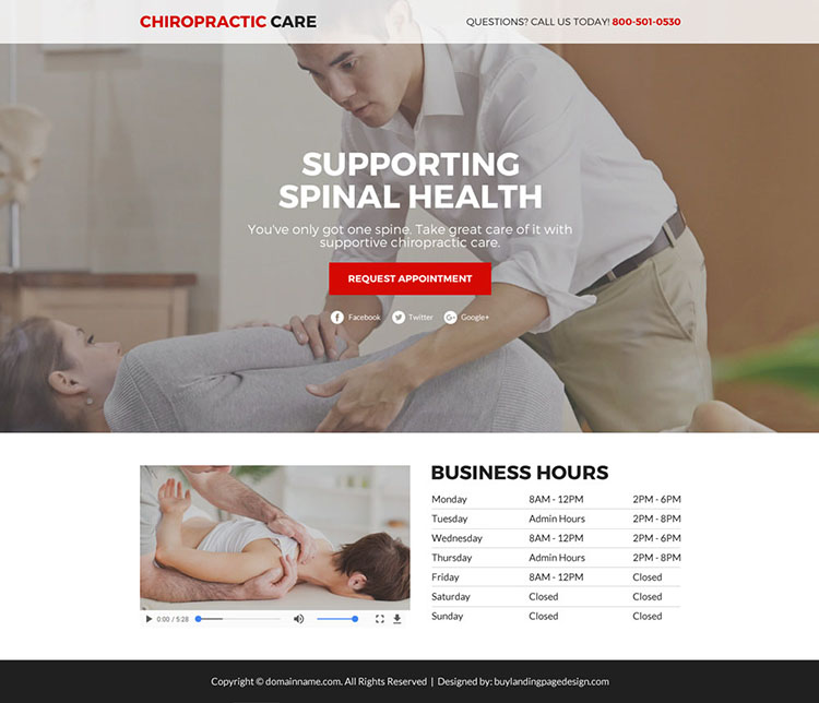 chiropractic care service responsive funnel landing page