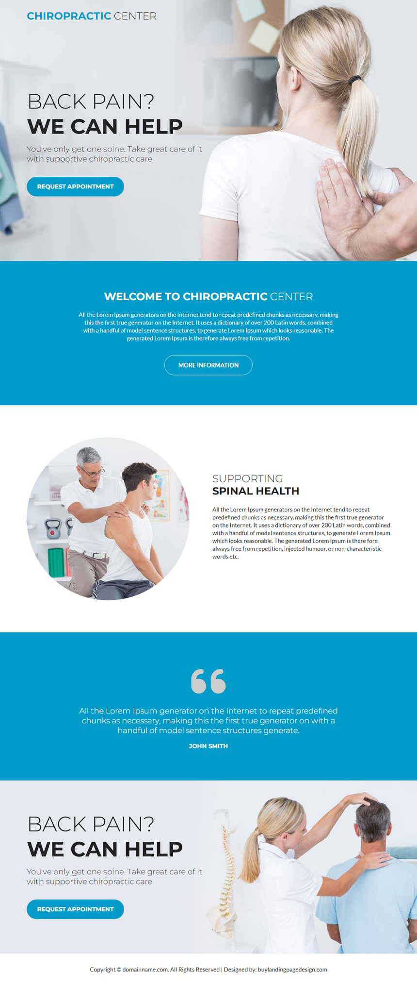 chiropractic center lead gen landing page design