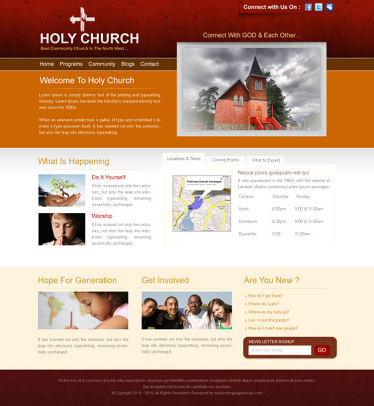 best community church clean and attractive website template design psd