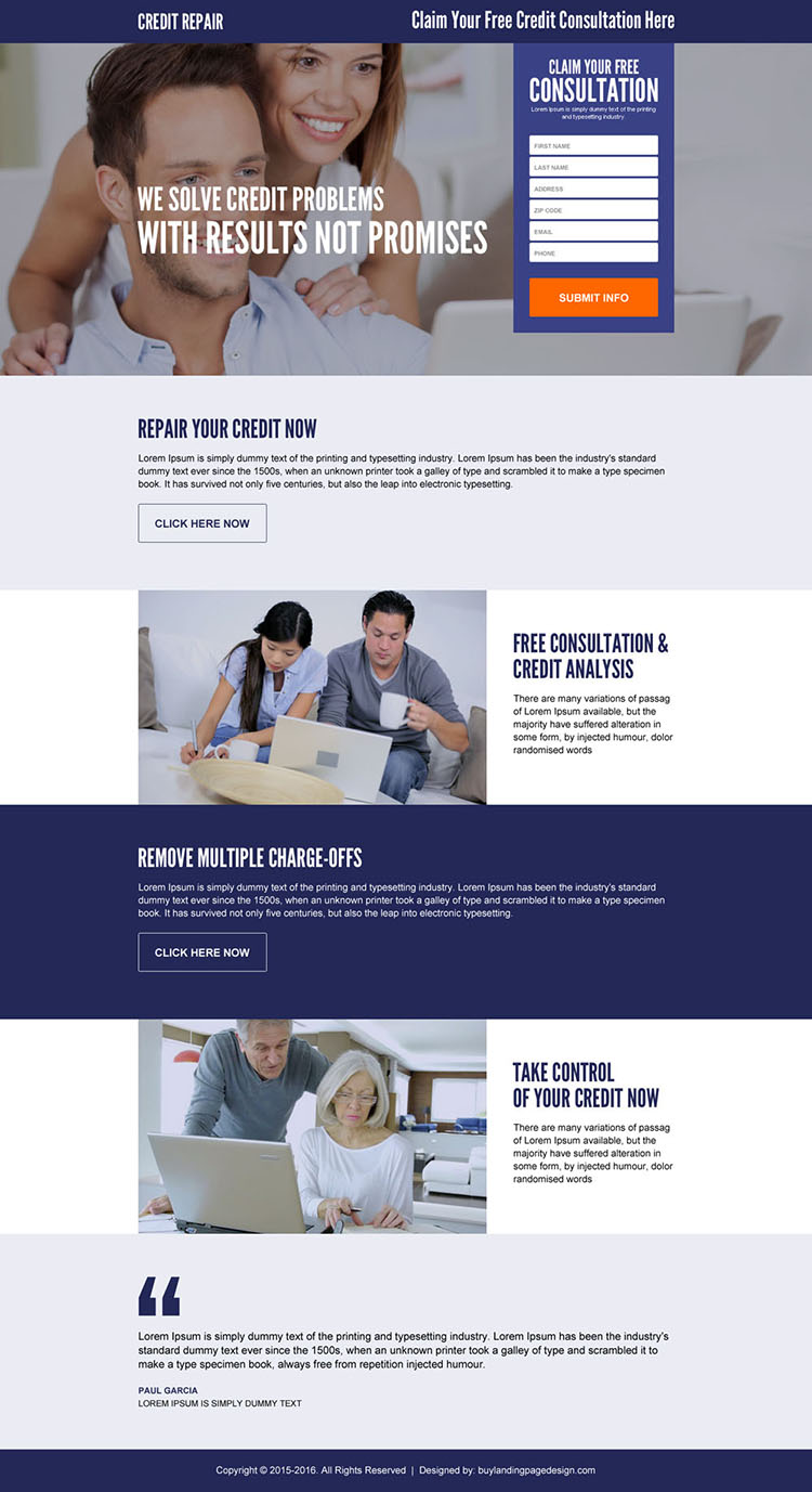 claim your free credit repair consultation responsive lead gen landing page design