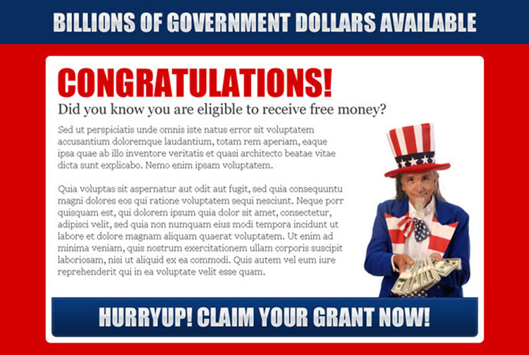 claim your government grant now converting ppv landing page design