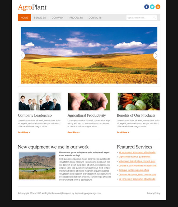 clean and effective agro company website template