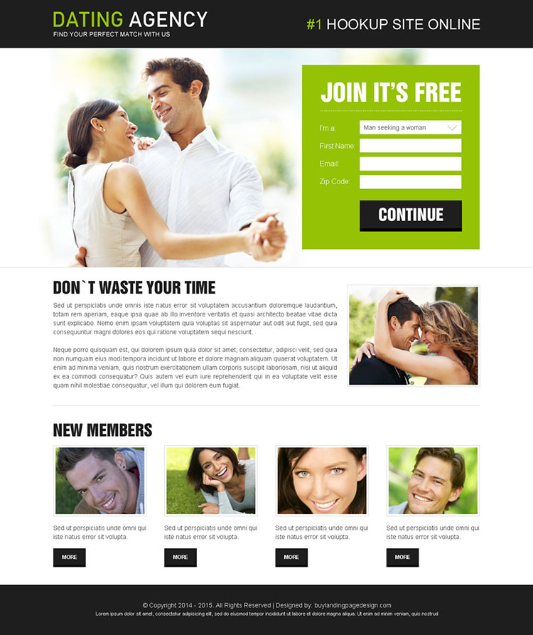 Christian dating landing page