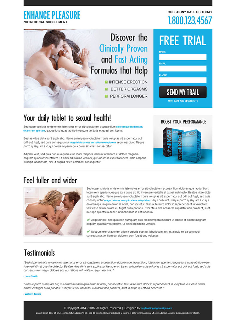 male enhancement product squeeze page design