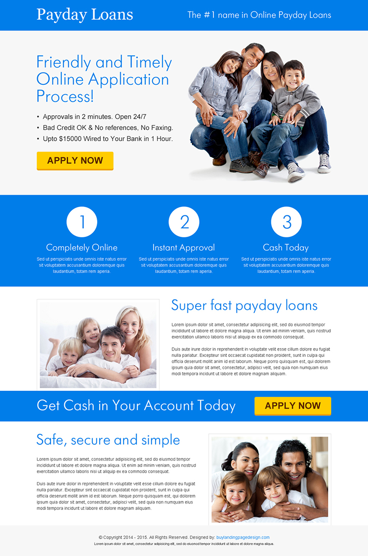 friendly and timely online application call to action landing page design