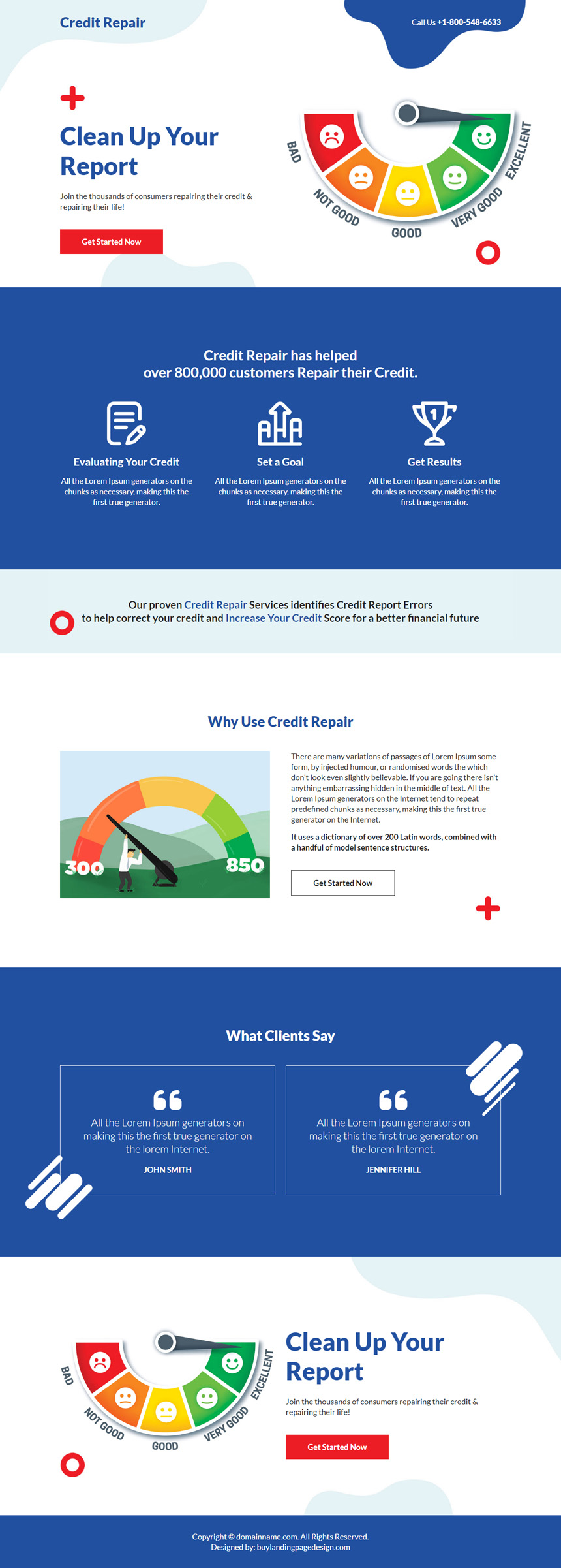 credit repair service lead generating responsive landing page