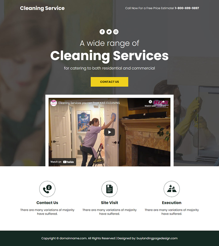 cleaning service responsive video funnel design