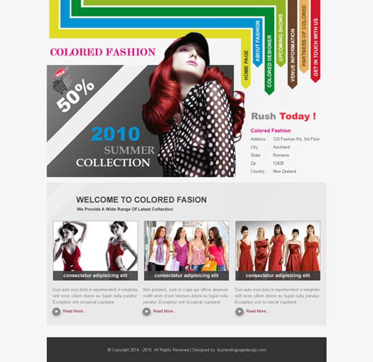 colored fashion clean and converting website template psd design