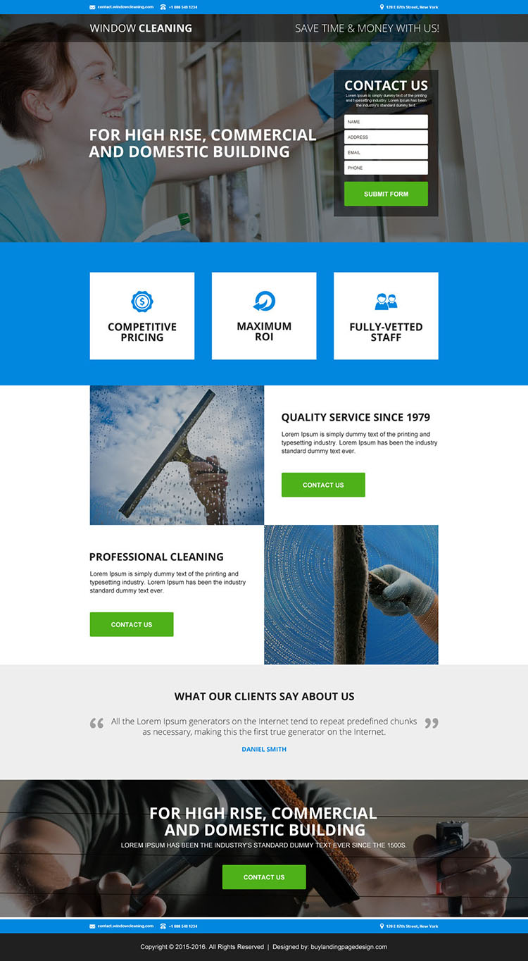 commercial window cleaning service responsive landing page