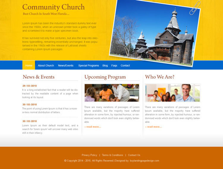 community church attractive and appealing website template design psd to create your church website