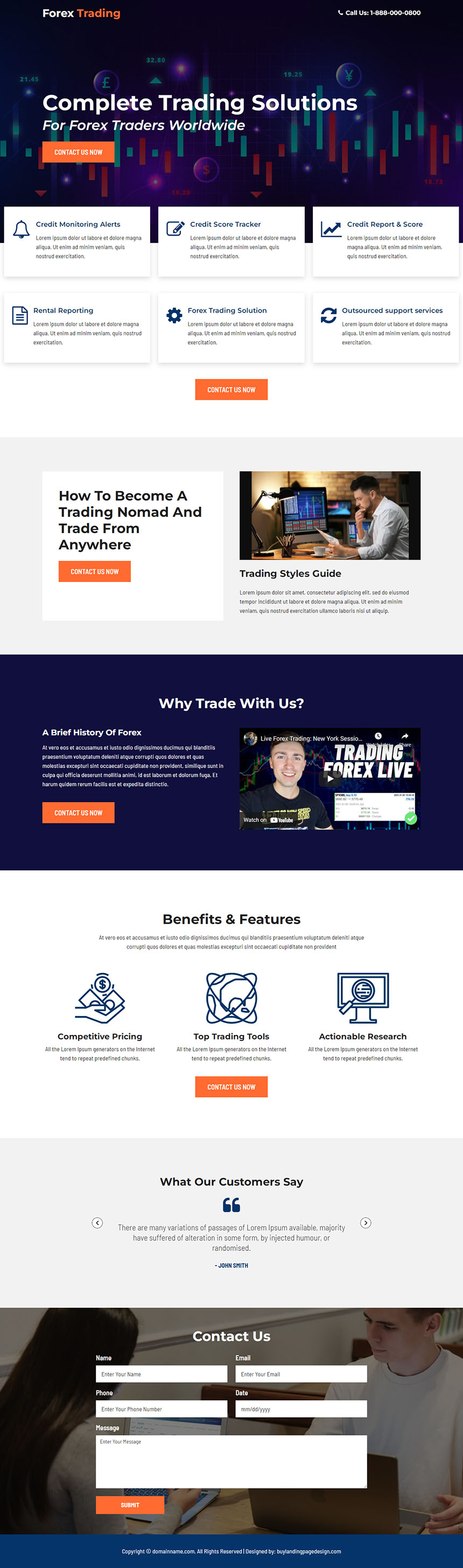 complete trading solutions responsive landing page