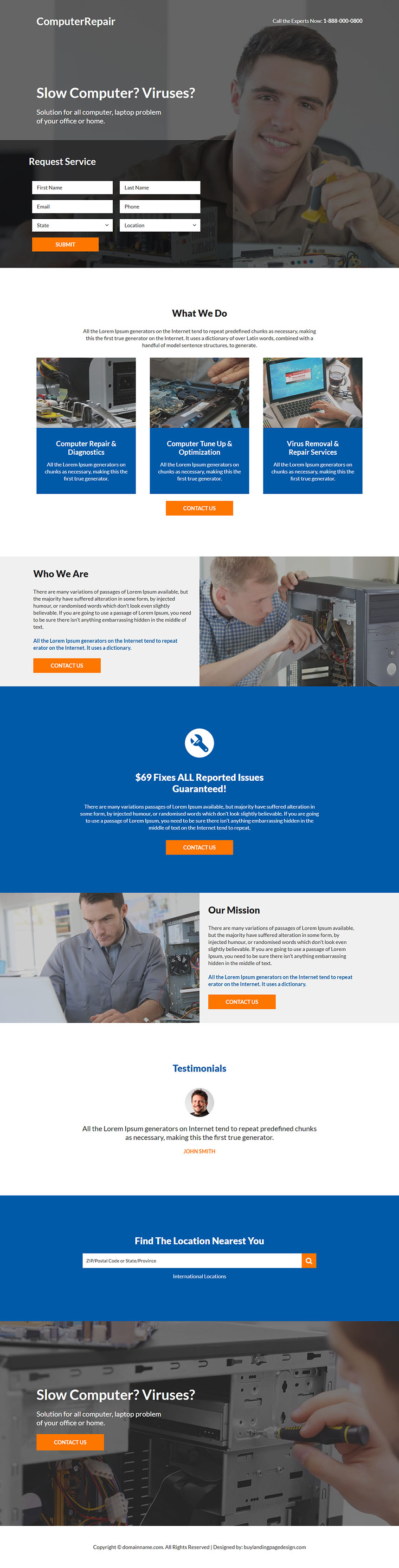 modern computer repair services responsive landing page