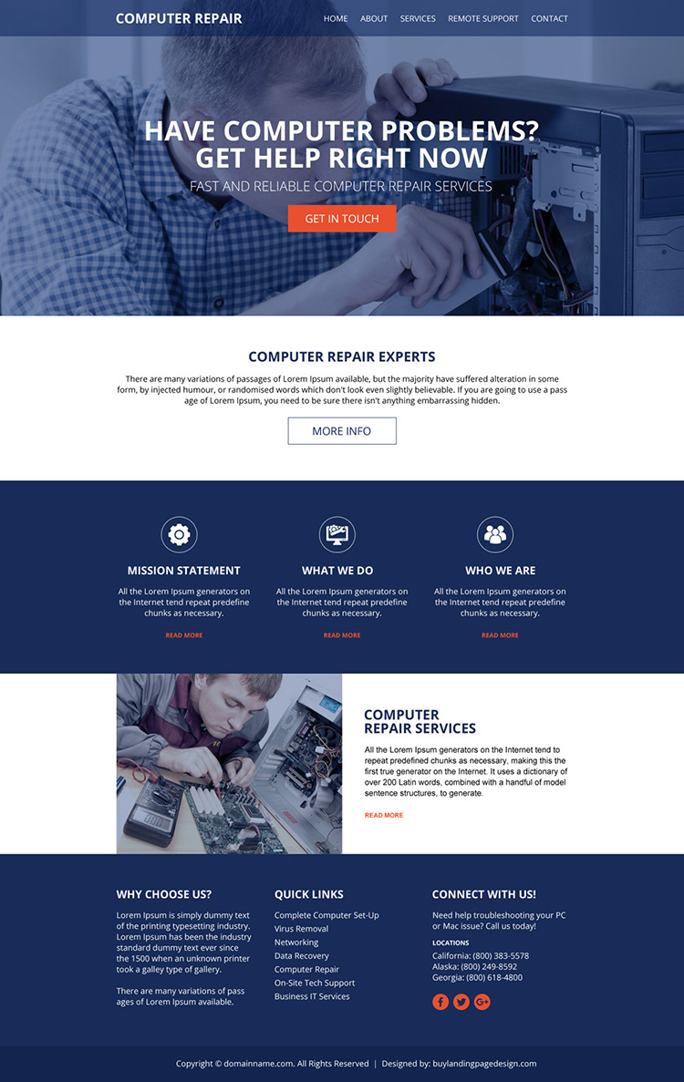 computer repair service responsive website design