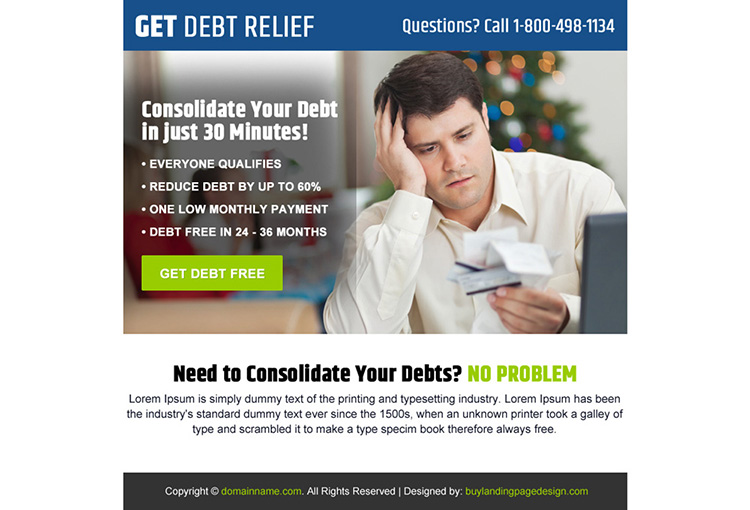 consolidate your debt ppv landing page design