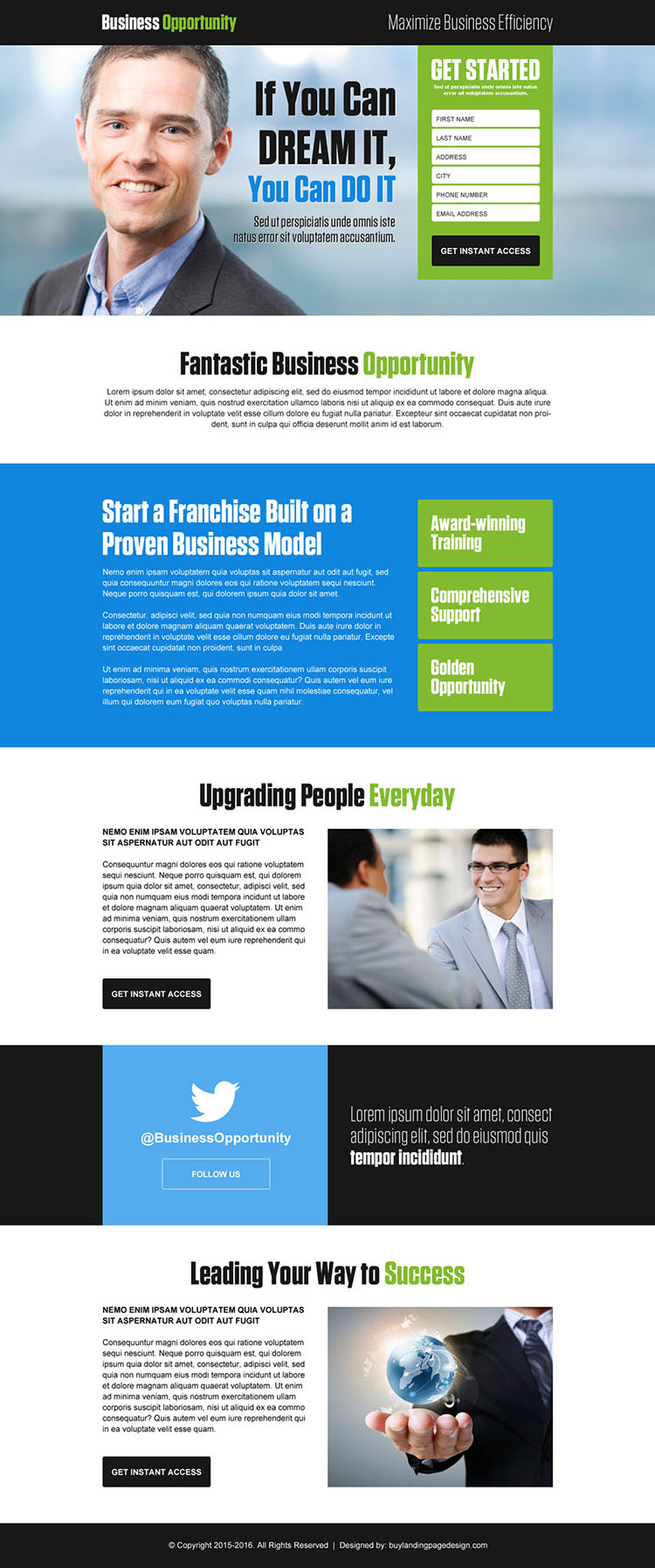 converting business opportunity responsive landing page design template