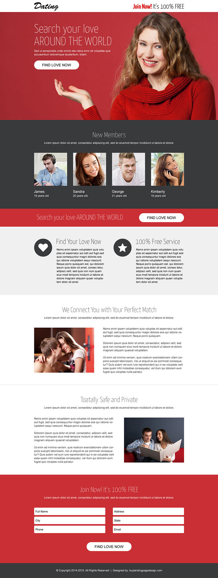 converting dating lead generating responsive landing page design