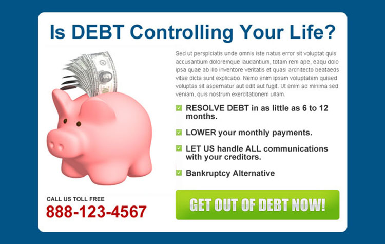 control and remove your debt easily user friendly ppv landing page design template