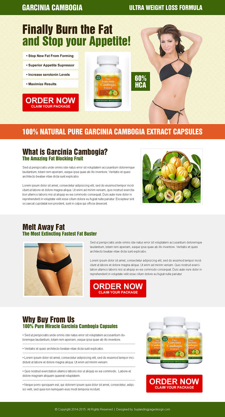 converting garcinia cambogia call to action appealing landing page design