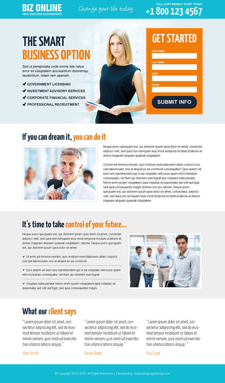 converting online business lead generation landing page design