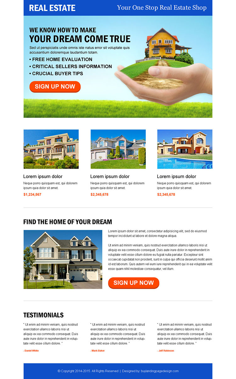 converting real estate business responsive landing page design template