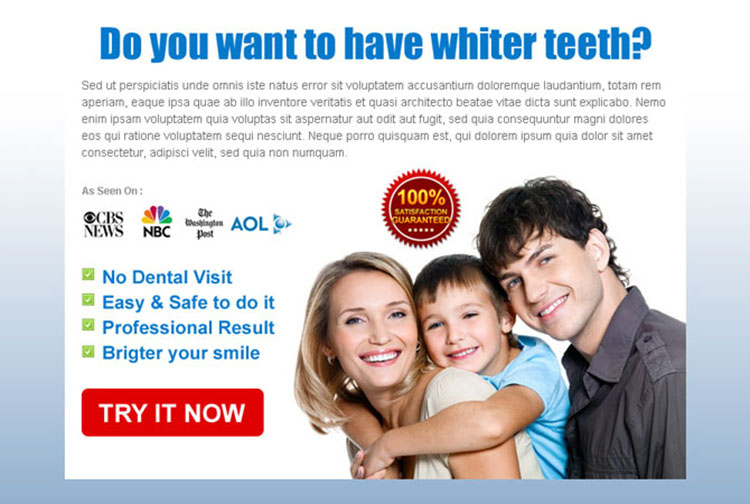 teeth whitening clean and attractive call to action ppv landing page design