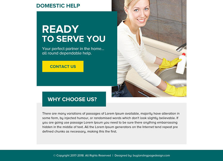 domestic help service minimal ppv landing page design