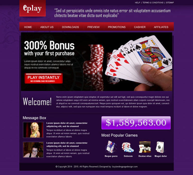 creative casino website template design psd to create your website