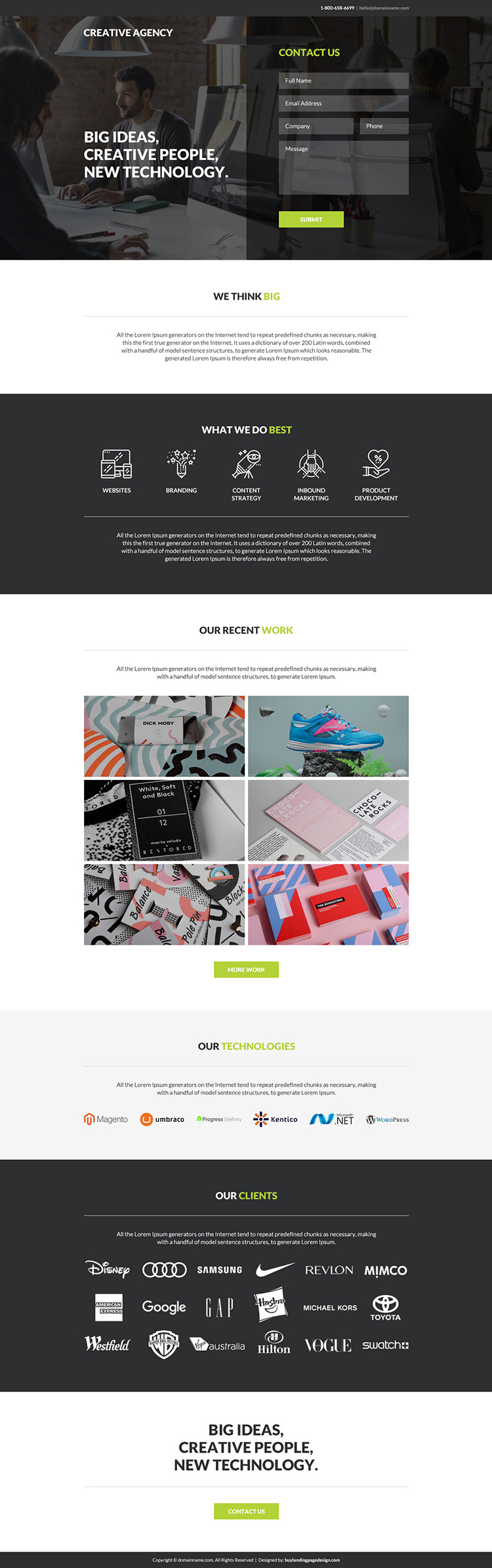 creative web design agency responsive landing page