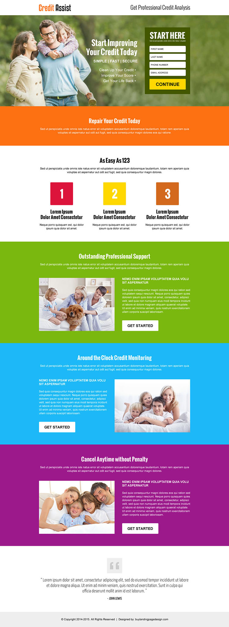 credit assist service small lead capture landing page design