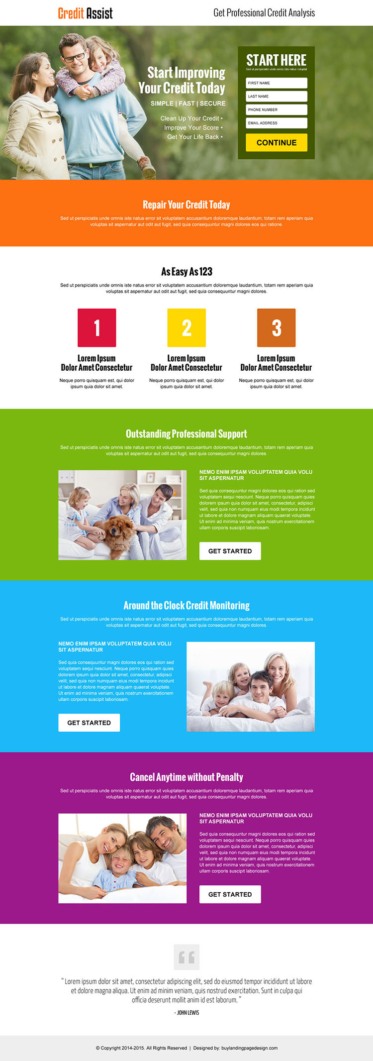 credit assist service small lead capture responsive landing page design