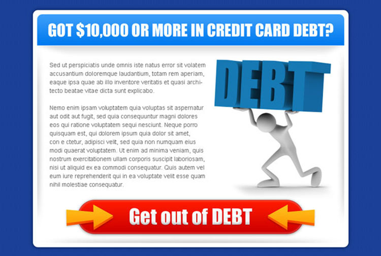 get out of debt clean and attractive credit card debt ppv landing page design