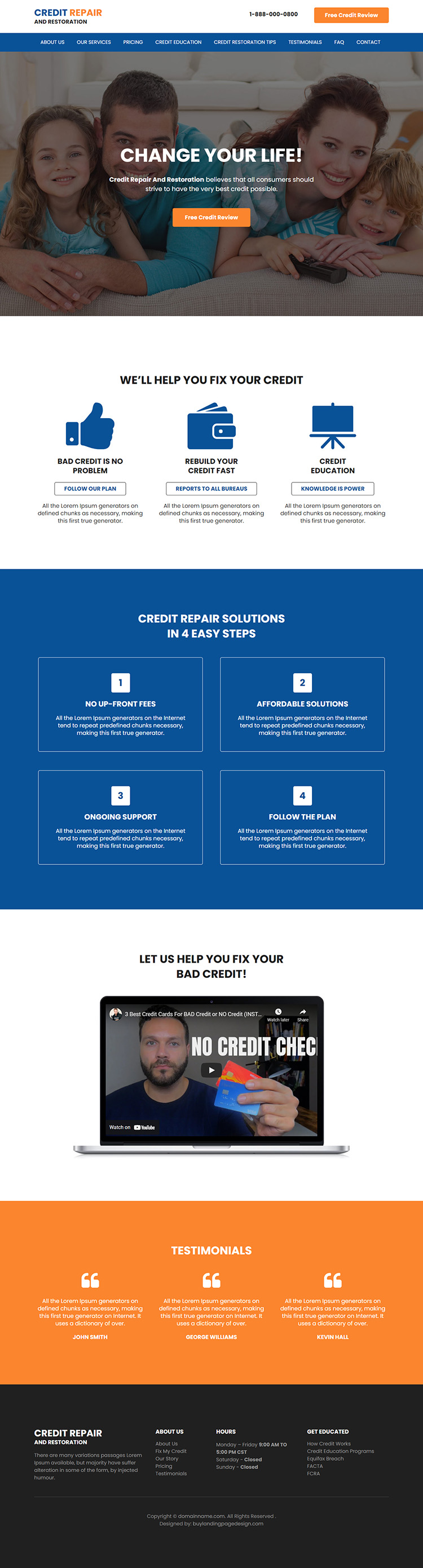 credit repair and restoration service responsive website design