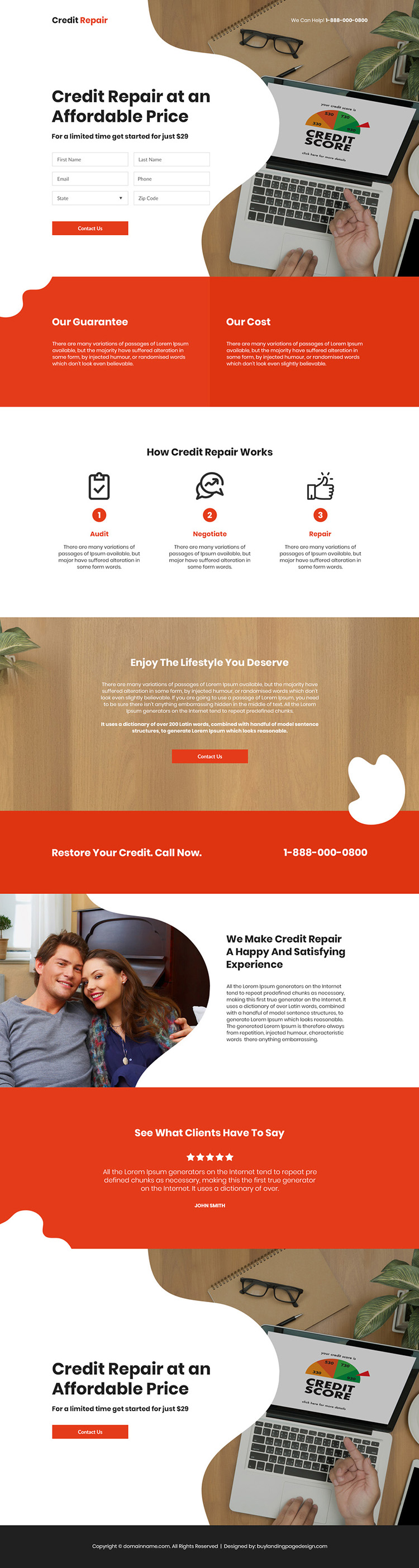 credit repair agency lead capture responsive landing page design